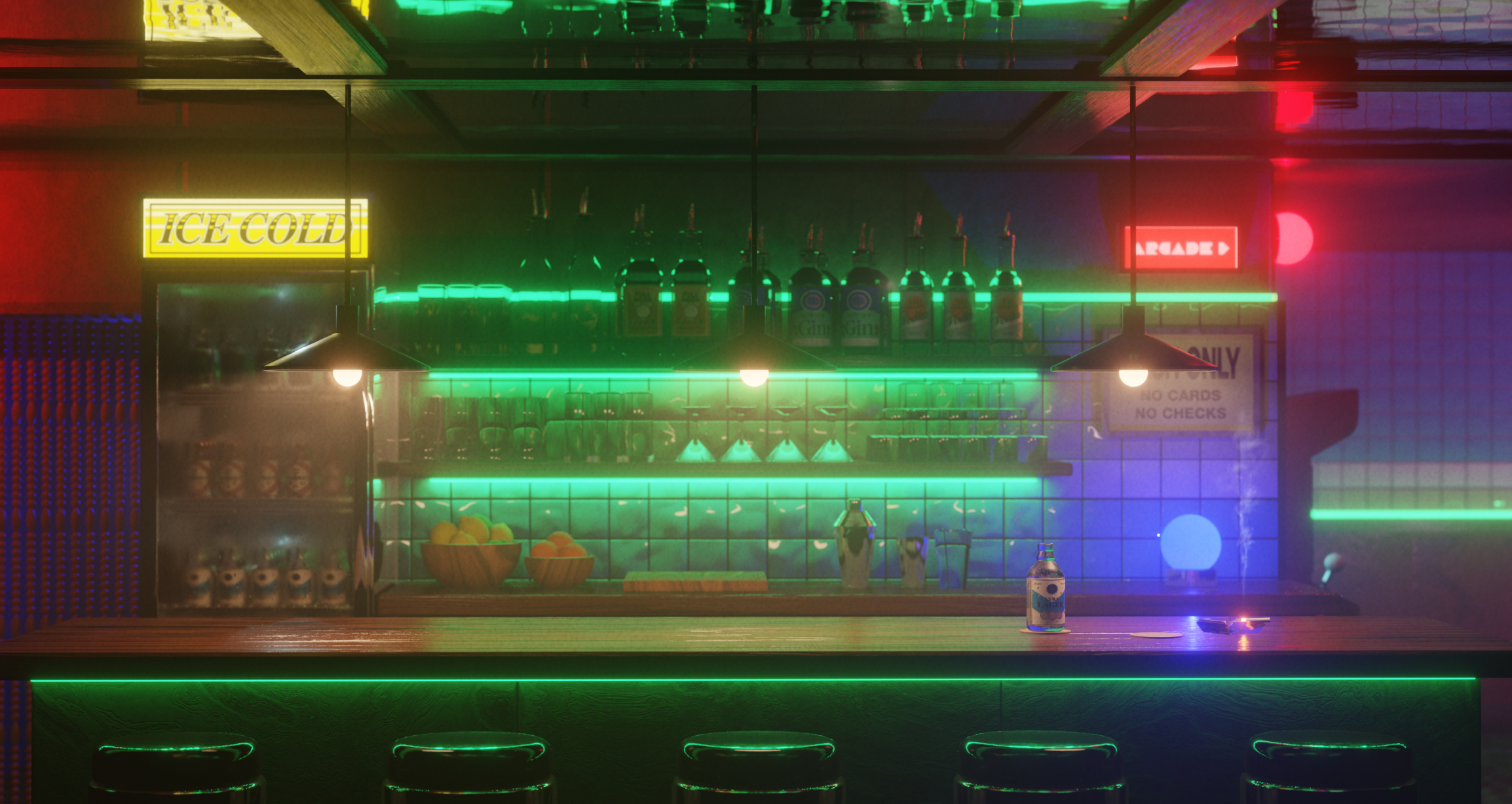 A render of the bartop of Bar Eclipse